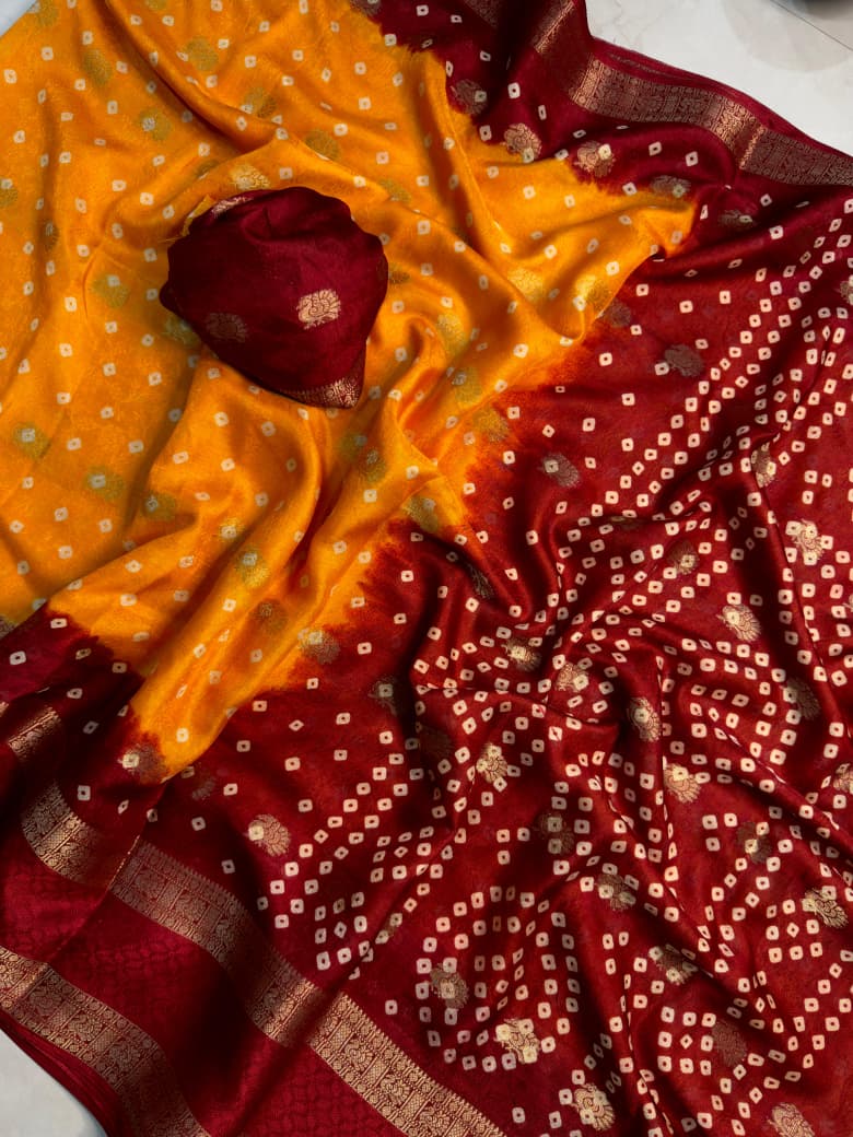 Premium Crepe Silk Saree with Jacquard Zari Butti Work & Rich Pallu