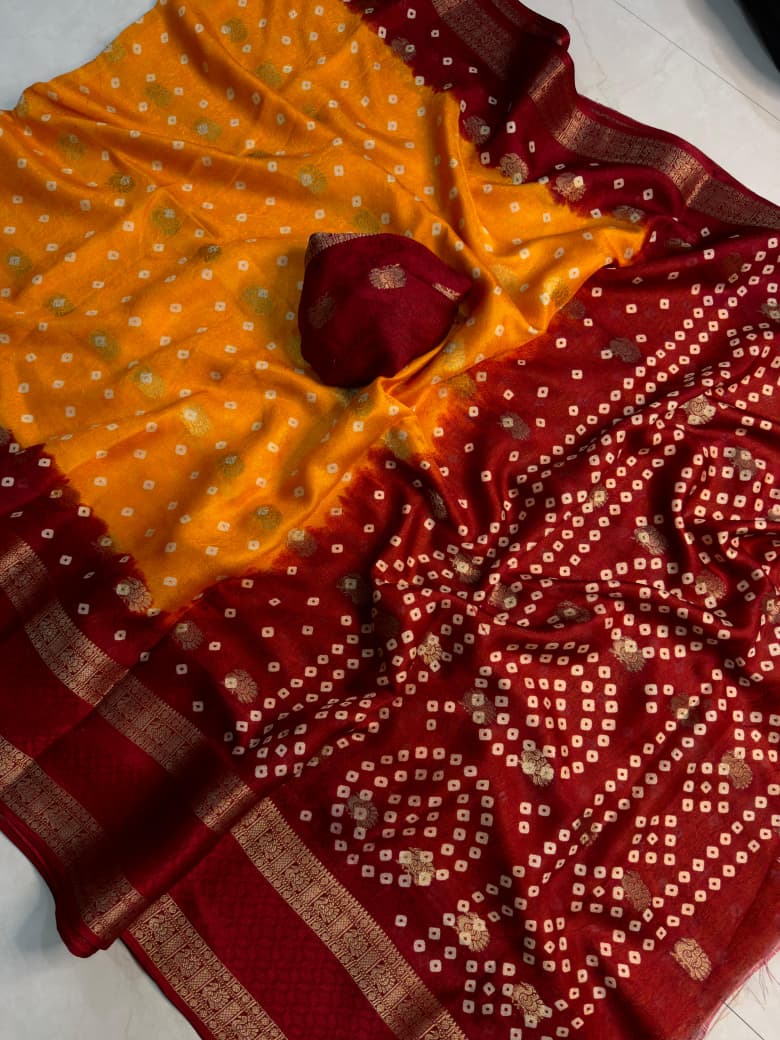Premium Crepe Silk Saree with Jacquard Zari Butti Work & Rich Pallu