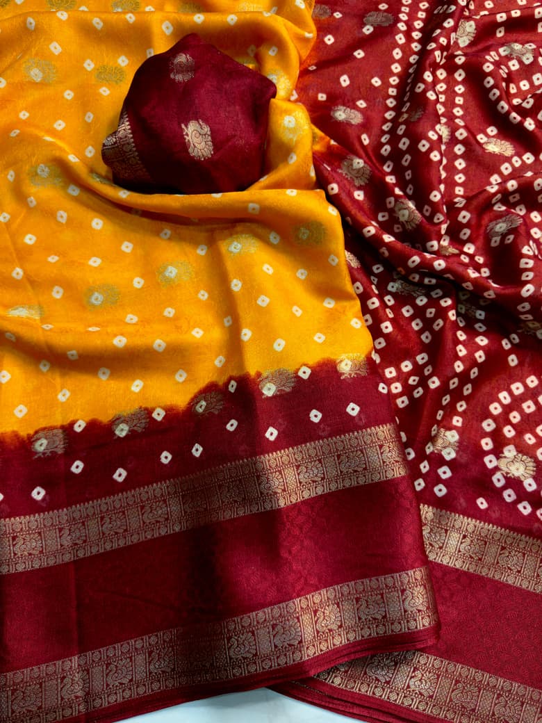 Premium Crepe Silk Saree with Jacquard Zari Butti Work & Rich Pallu