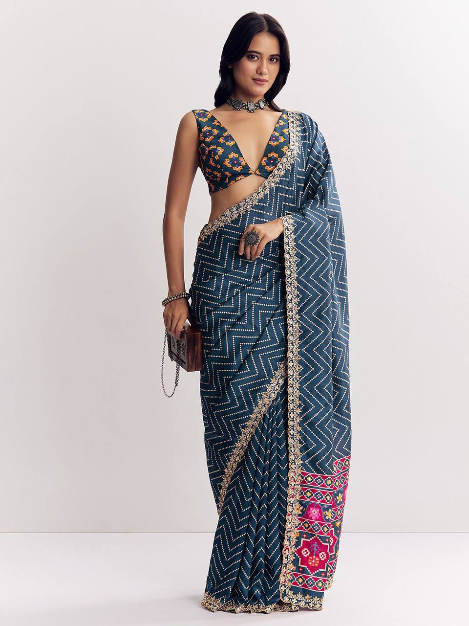Manipuri Silk Printed Saree with Embroidery Lace Border