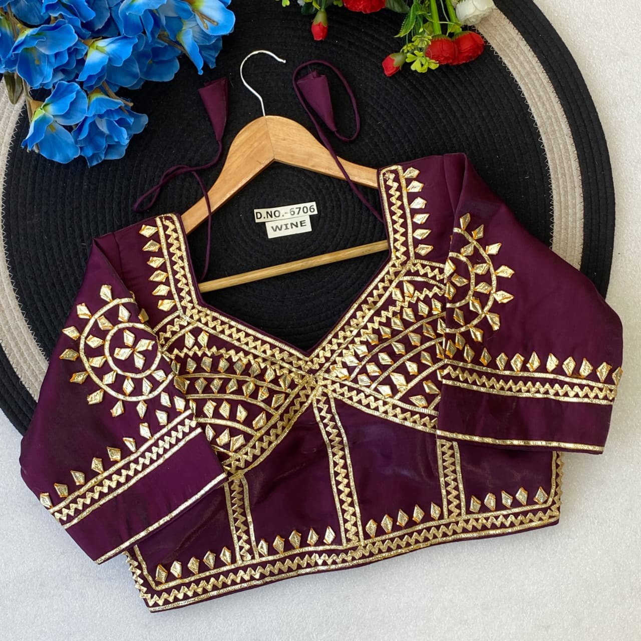 Gota Patti Handwork Aangi Style Blouse WIne Colour