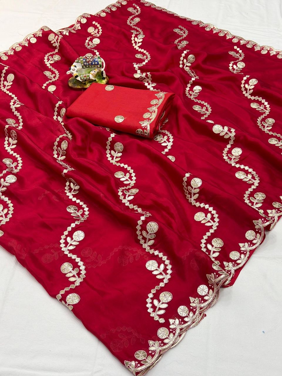 Premium HO Silk Saree with Multi Coding Work, Foil Work & Cut Work Border (Rich C-Pallu) Red