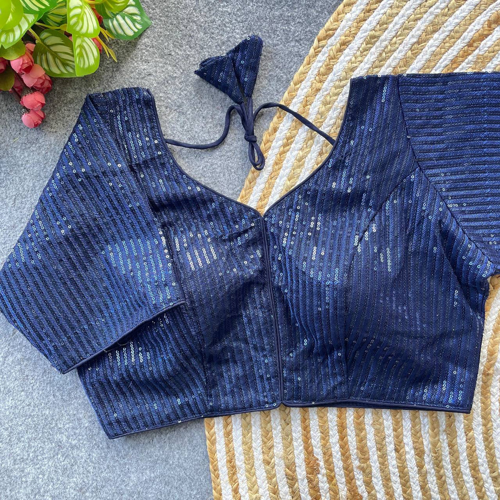 Georgette Blouse with Tone-on-Tone Thread & Sequins Work