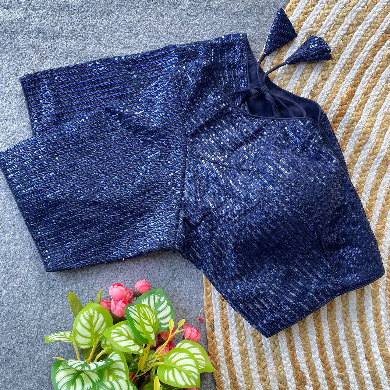 Georgette Blouse with Tone-on-Tone Thread & Sequins Work