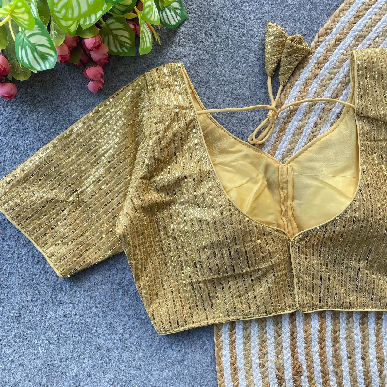 Georgette Blouse with Tone-on-Tone Thread & Sequins Work