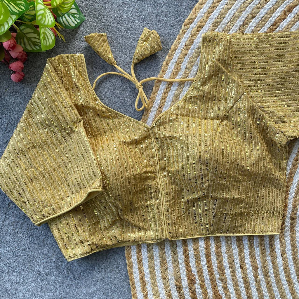 Georgette Blouse with Tone-on-Tone Thread & Sequins Work