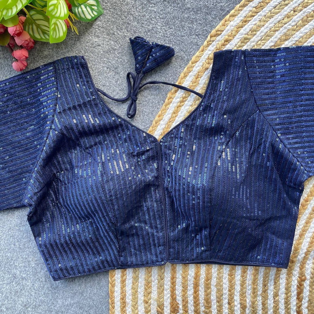 Georgette Blouse with Tone-on-Tone Thread & Sequins Work