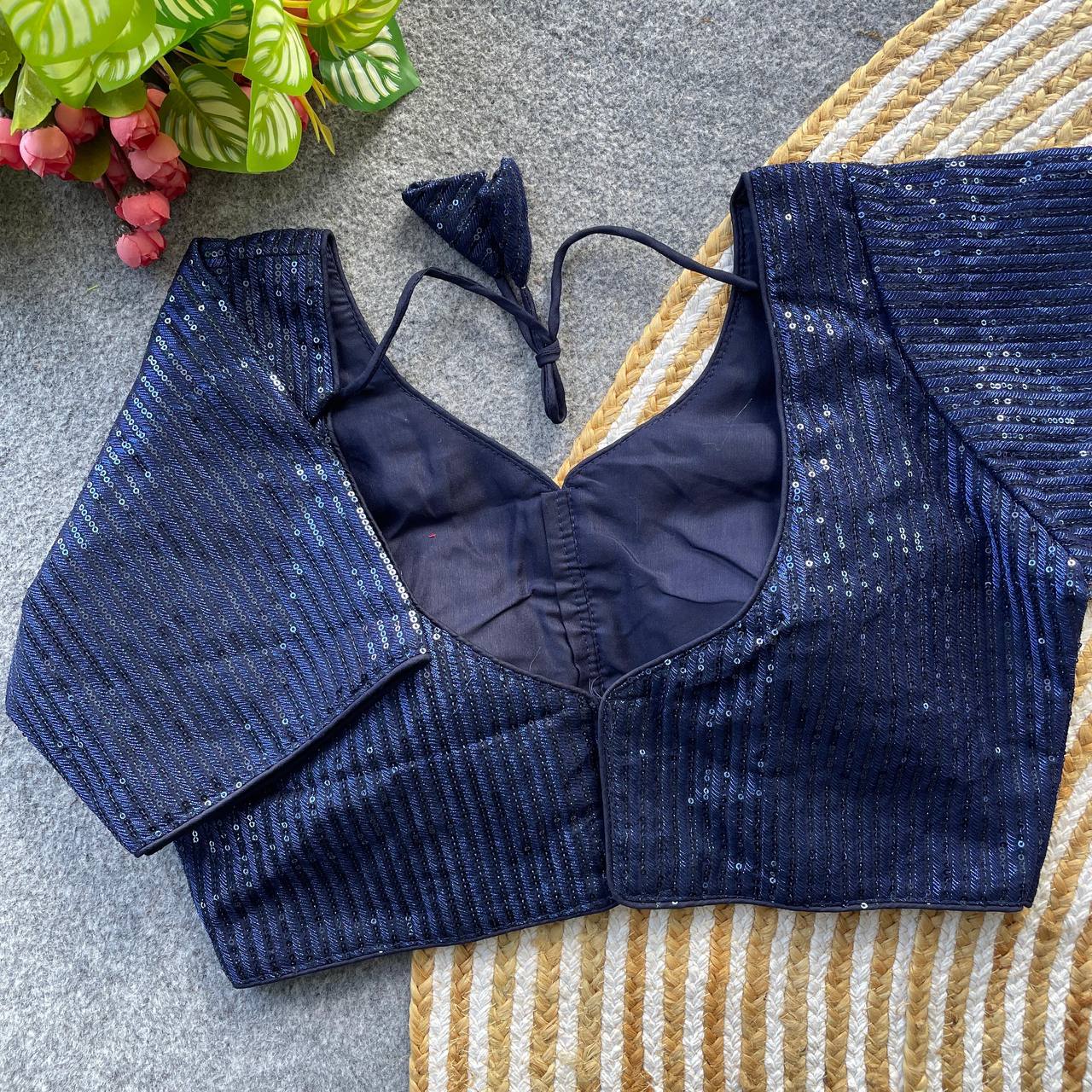 Georgette Blouse with Tone-on-Tone Thread & Sequins Work