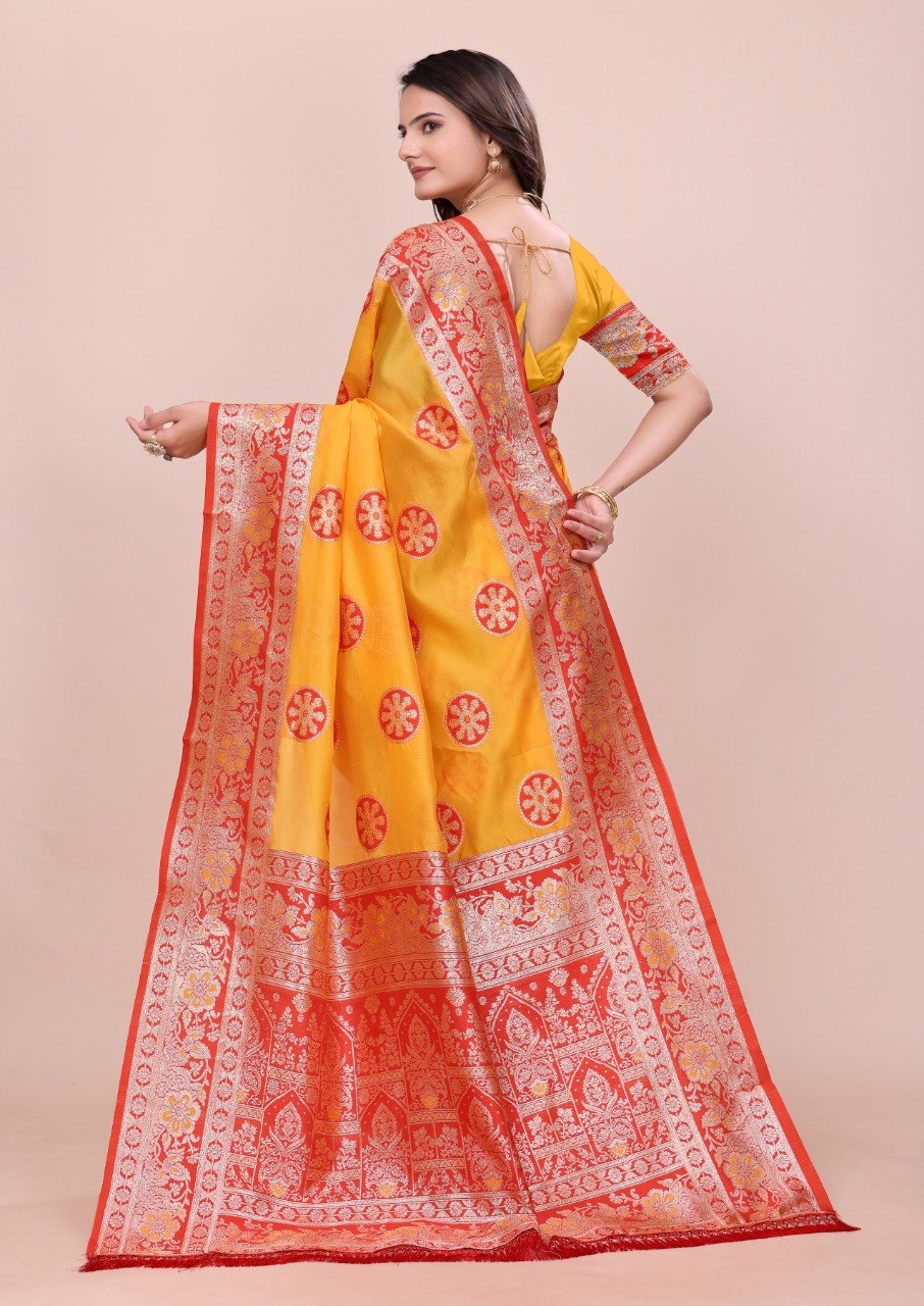 Soft Paithani Silk Saree with Meenakari Zari Weaving, Rich Pallu & Jalar Border
