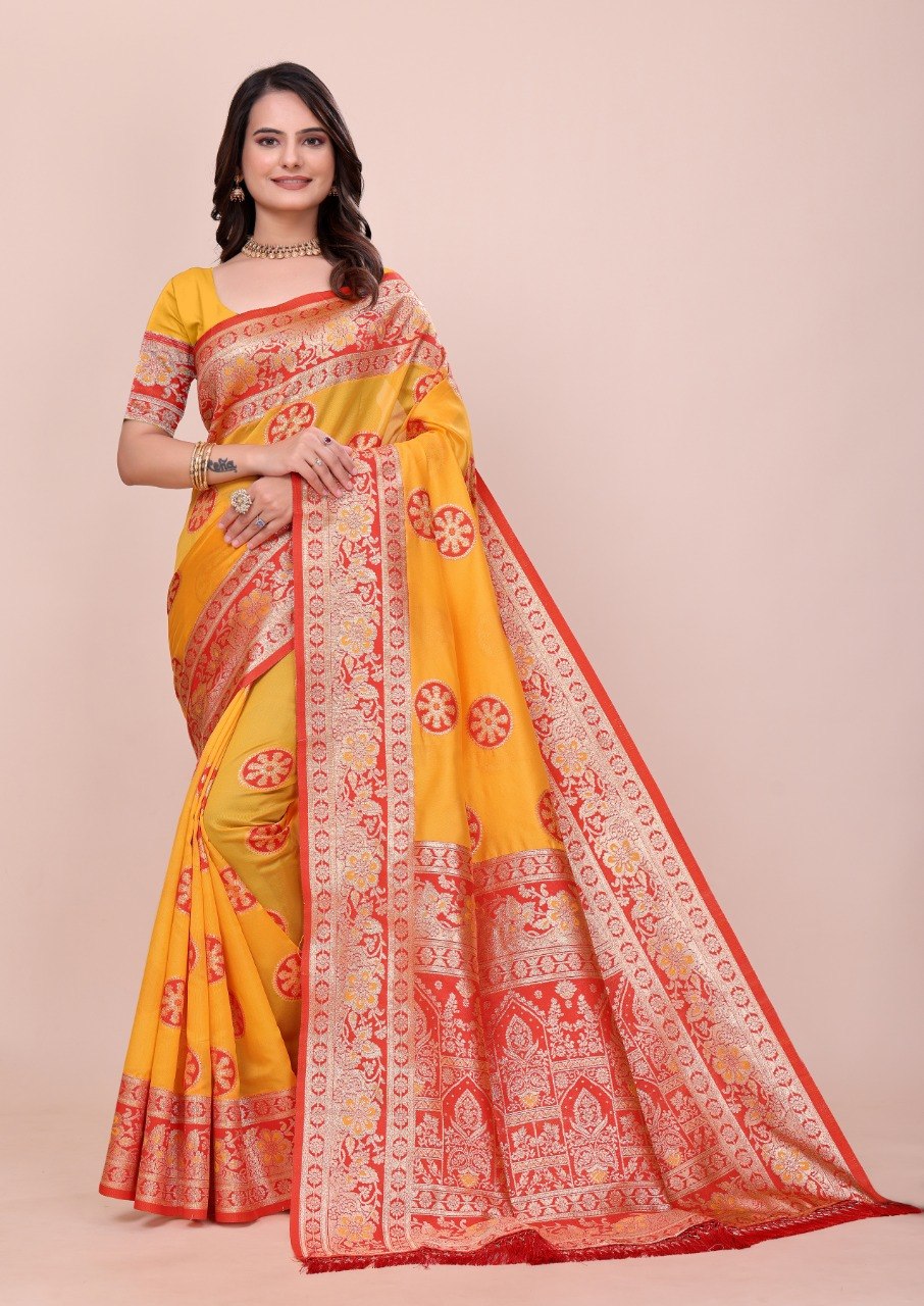 Soft Paithani Silk Saree with Meenakari Zari Weaving, Rich Pallu & Jalar Border