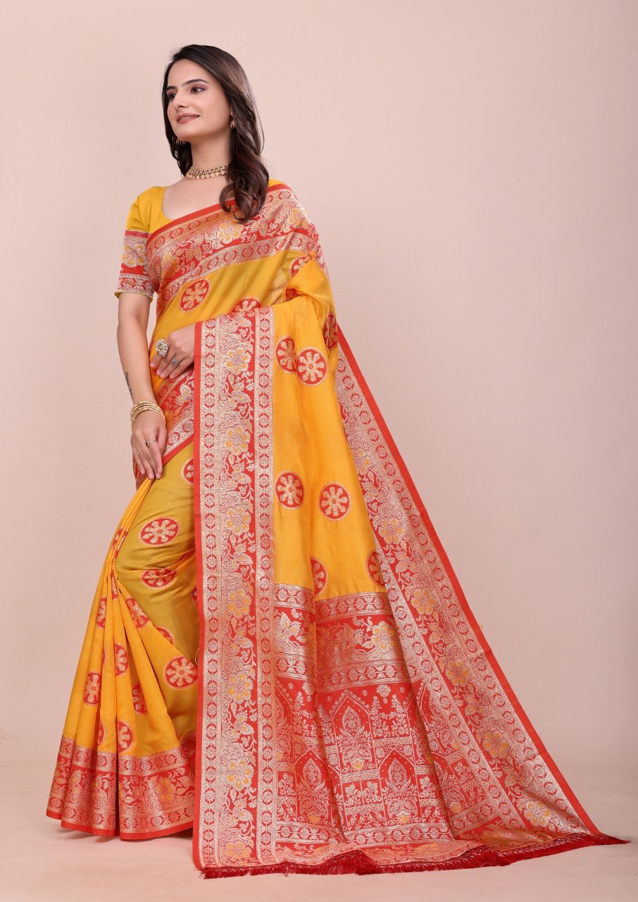 Soft Paithani Silk Saree with Meenakari Zari Weaving, Rich Pallu & Jalar Border