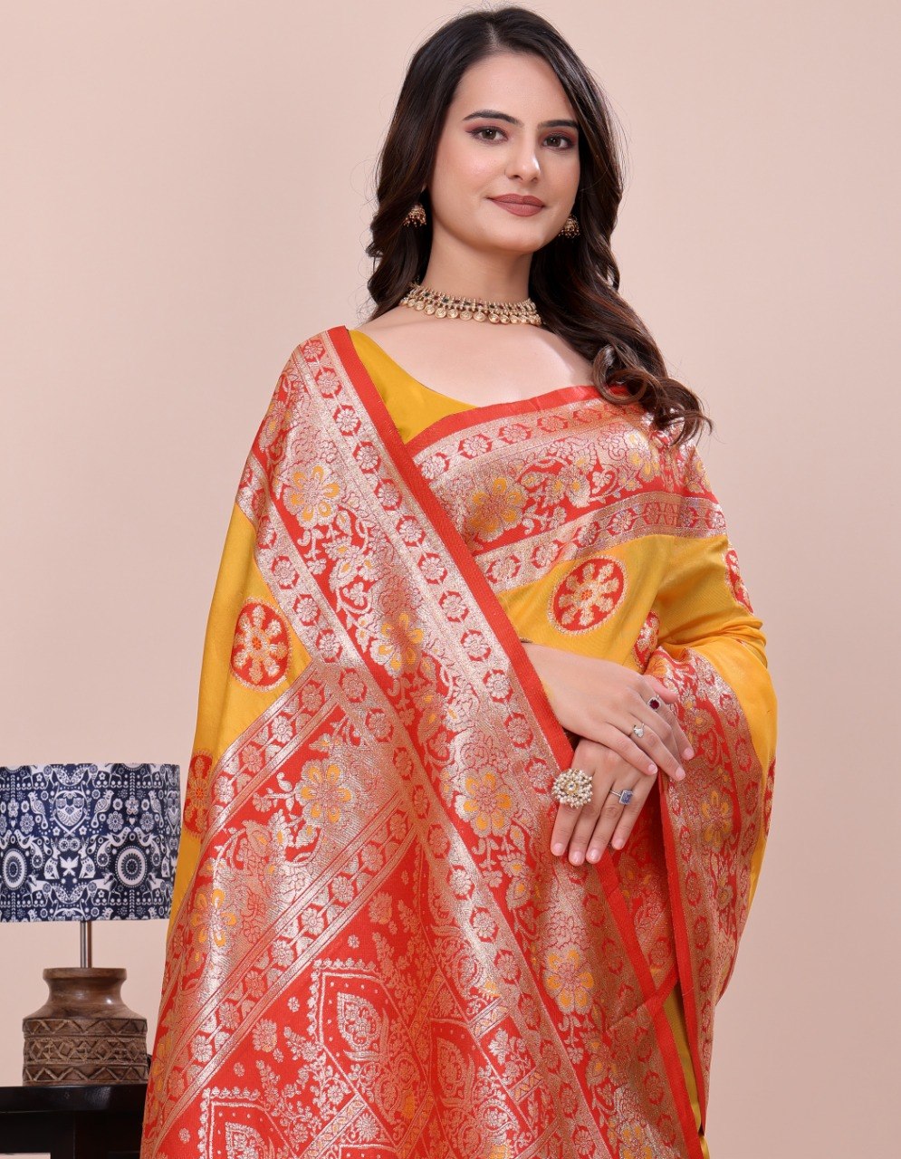Soft Paithani Silk Saree with Meenakari Zari Weaving, Rich Pallu & Jalar Border