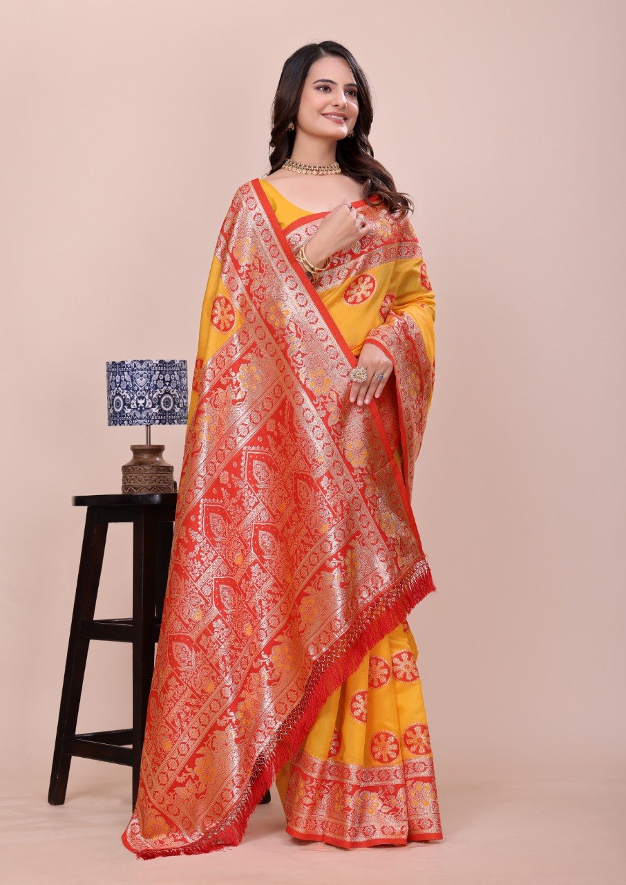 Soft Paithani Silk Saree with Meenakari Zari Weaving, Rich Pallu & Jalar Border